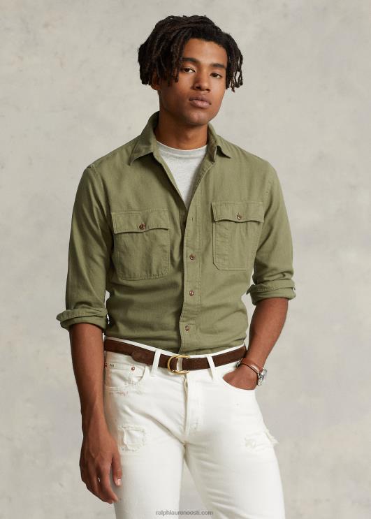 Ralph Lauren mehed Klassikalise sobivusega toimse töösärk PR0V777 longus oliiv