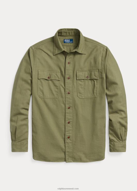 Ralph Lauren mehed Klassikalise sobivusega toimse töösärk PR0V777 longus oliiv