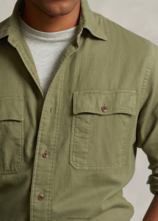 Ralph Lauren mehed Klassikalise sobivusega toimse töösärk PR0V777 longus oliiv