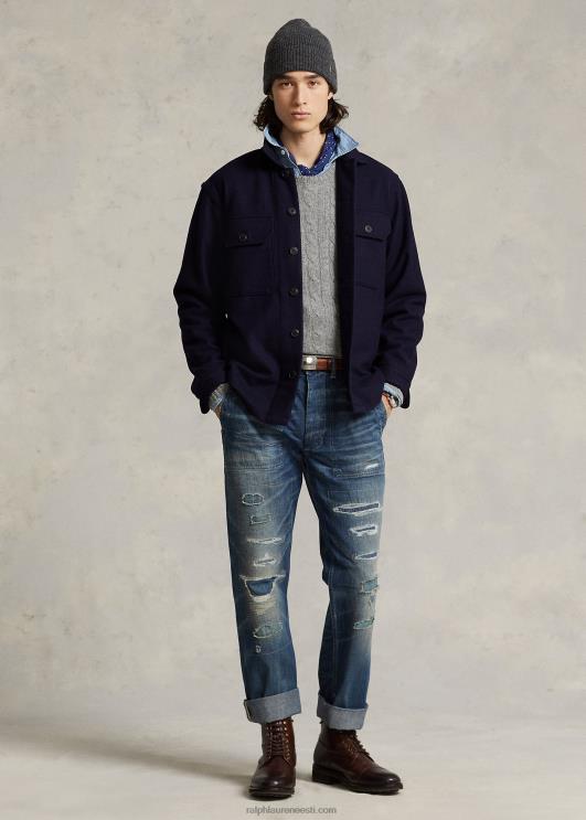 Ralph Lauren mehed Klassikalise sobivusega villasegu töösärk PR0V8481 kollektsiooni merevägi