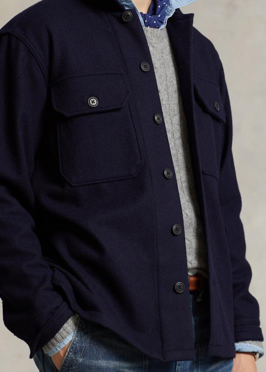 Ralph Lauren mehed Klassikalise sobivusega villasegu töösärk PR0V8481 kollektsiooni merevägi