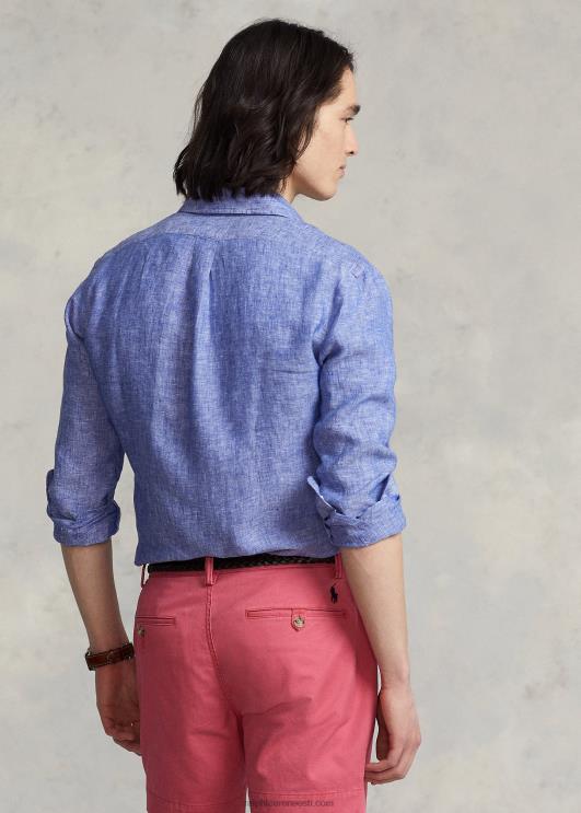 Ralph Lauren mehed custom fit linane chambray särk PR0V963 kuninglik pärand