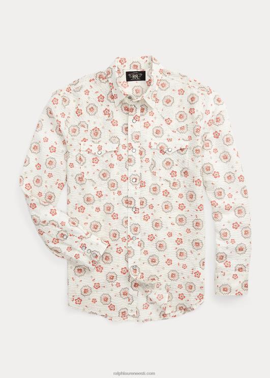 Ralph Lauren mehed õhuke bandanna seersucker läänesärk PR0V1709 tan/korall