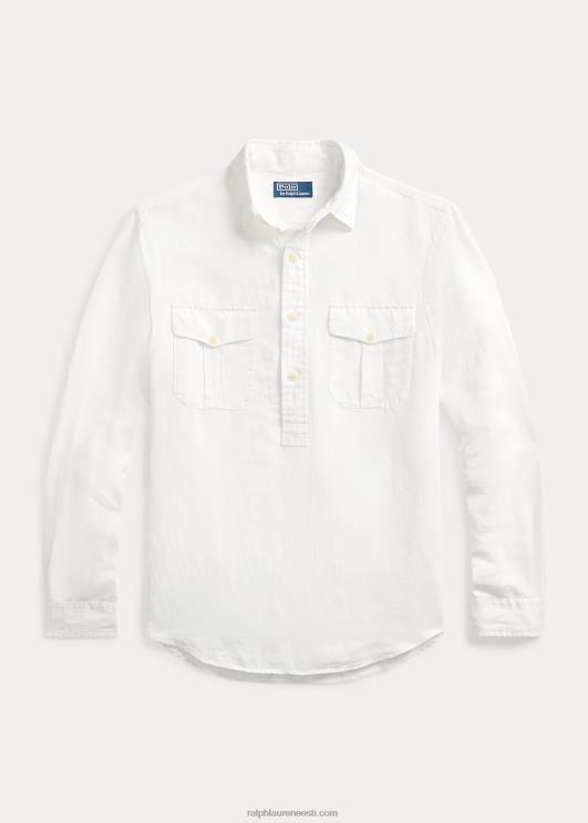 Ralph Lauren mehed klassikaline istuv linane-siidine popover särk PR0V898 valge