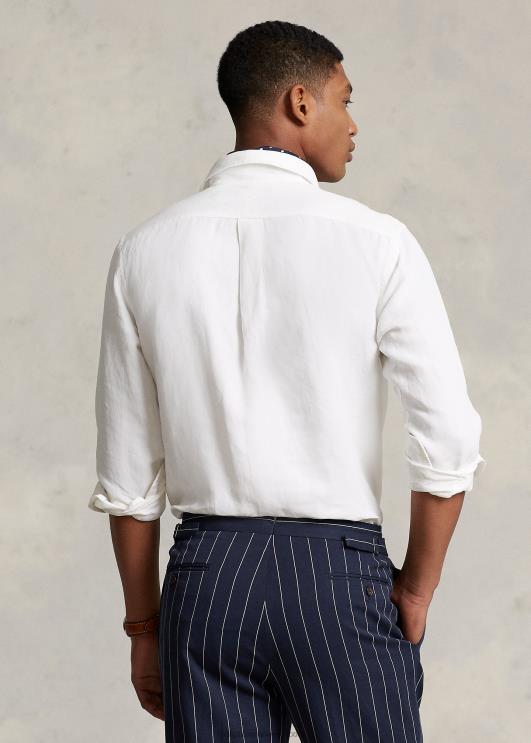 Ralph Lauren mehed klassikaline istuv linane-siidine popover särk PR0V898 valge