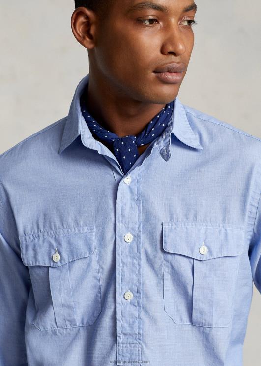 Ralph Lauren mehed klassikaline istuv popover töösärk PR0V8425 sinilill/valge