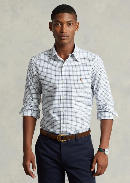 Ralph Lauren mehed klassikaline istuv tattersall oxfordi särk PR0V8423 hall kanarbik/valge