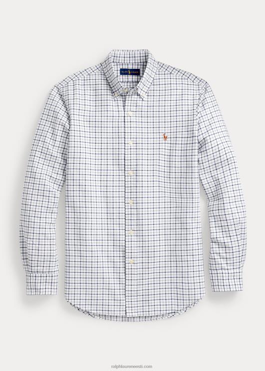 Ralph Lauren mehed klassikaline istuv tattersall oxfordi särk PR0V8423 hall kanarbik/valge