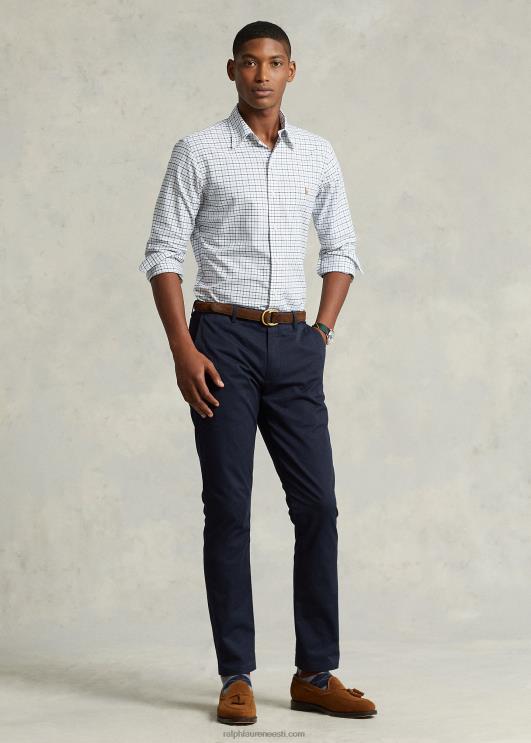 Ralph Lauren mehed klassikaline istuv tattersall oxfordi särk PR0V8423 hall kanarbik/valge