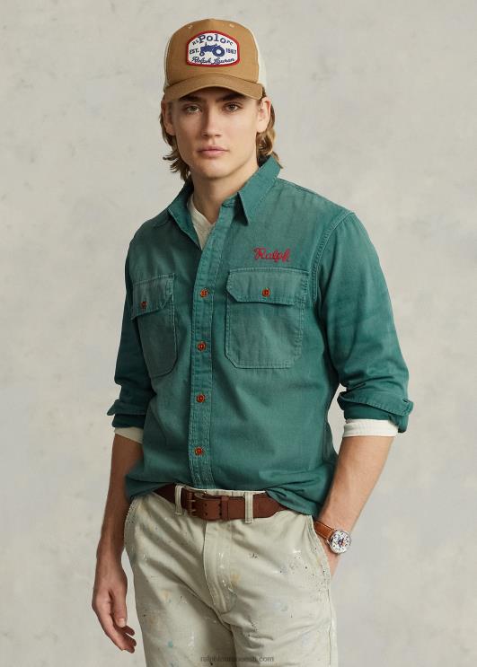 Ralph Lauren mehed klassikaline istuv teksariidest töösärk PR0V8525 lorain emb