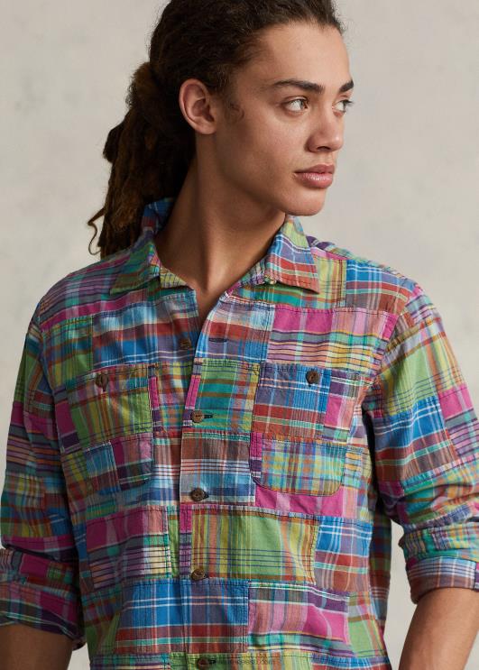 Ralph Lauren mehed klassikaline lapitehnikas madrase laagrisärk PR0V779 ikat madras lapitöö