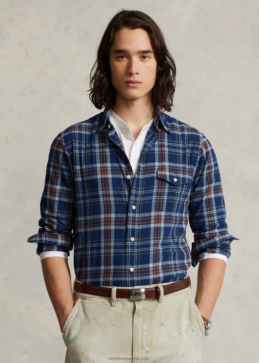 Ralph Lauren mehed klassikaline madrase särk PR0V8517 indigo/punane multi