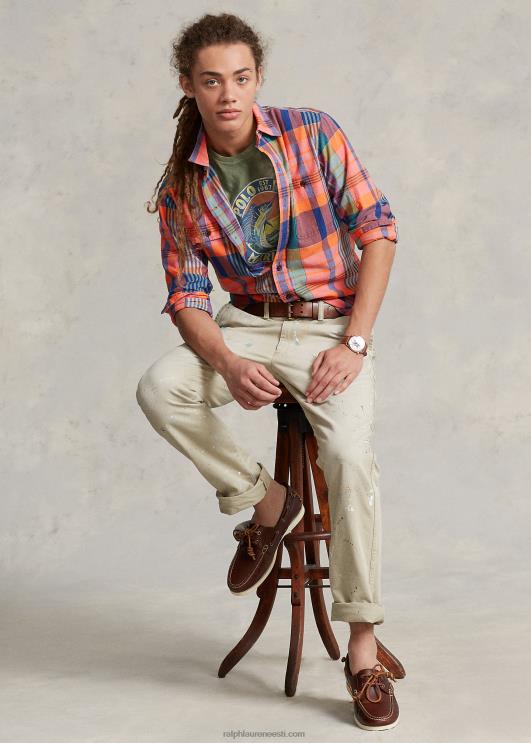 Ralph Lauren mehed klassikaline madrase töösärk PR0V906 oranž/lilla multi