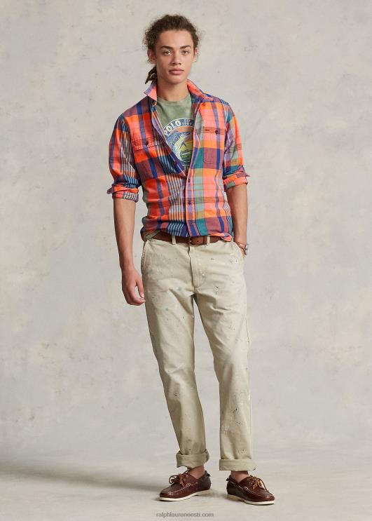 Ralph Lauren mehed klassikaline madrase töösärk PR0V906 oranž/lilla multi