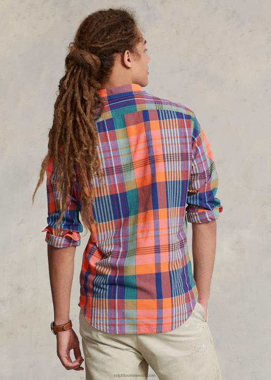 Ralph Lauren mehed klassikaline madrase töösärk PR0V906 oranž/lilla multi