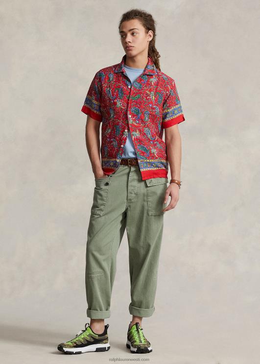 Ralph Lauren mehed klassikaline paisley linane kampsun PR0V627 punane paisley