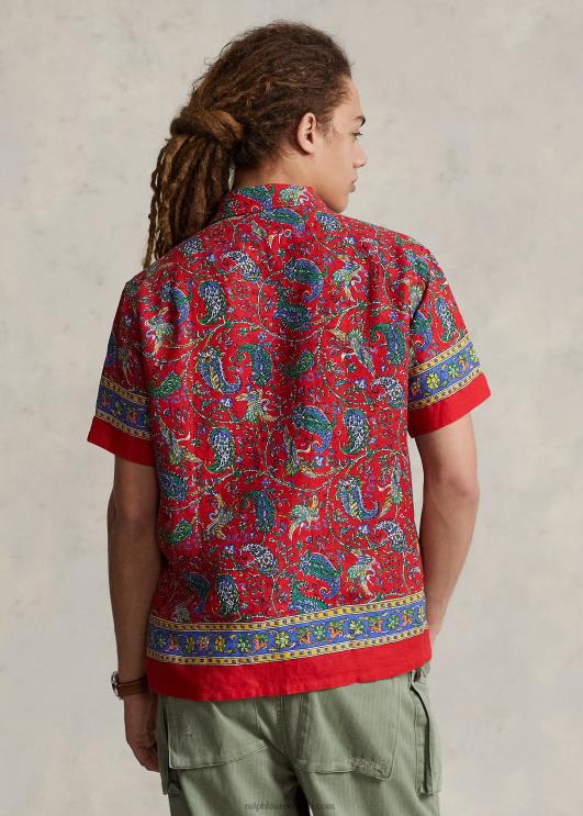 Ralph Lauren mehed klassikaline paisley linane kampsun PR0V627 punane paisley