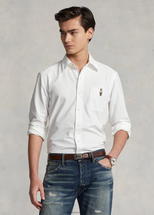 Ralph Lauren mehed klassikaline polo karu oxfordi särk PR0V657 valge kevadkaru