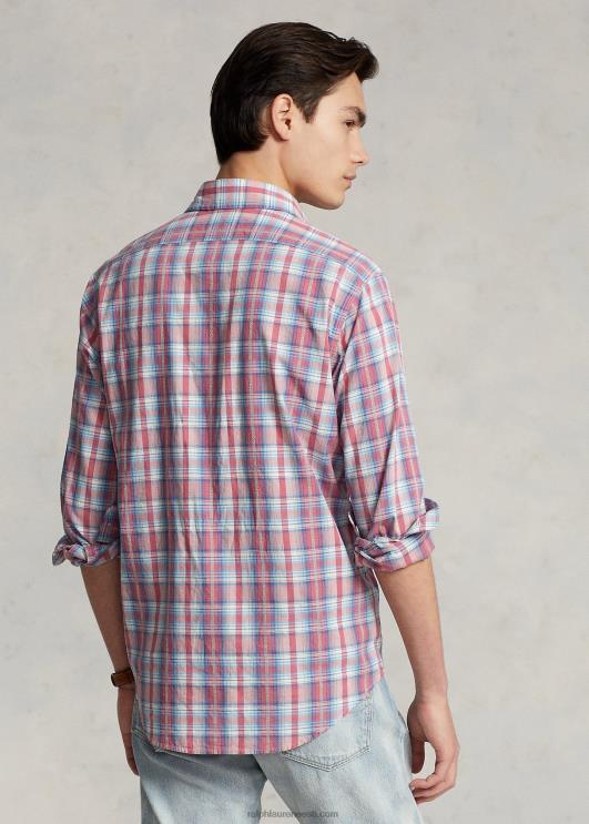 Ralph Lauren mehed klassikaline ruuduline Dobby töösärk PR0V107 valge/punane multi