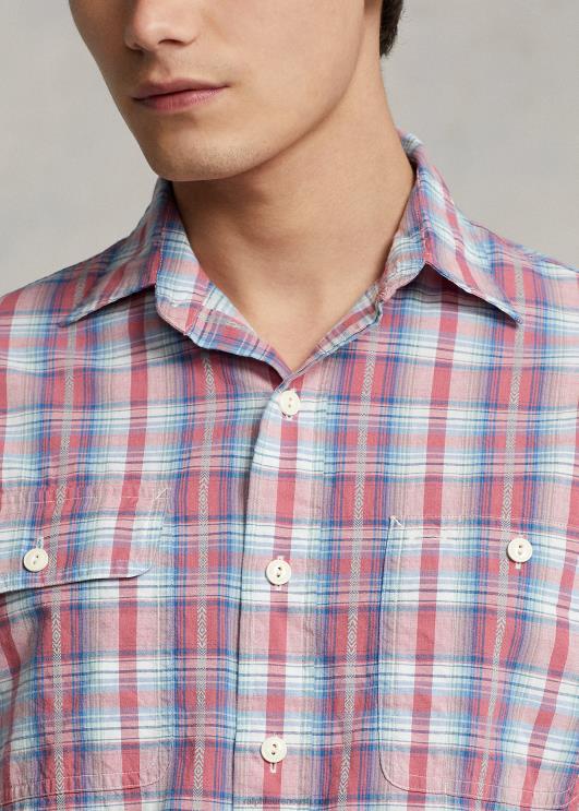 Ralph Lauren mehed klassikaline ruuduline Dobby töösärk PR0V107 valge/punane multi