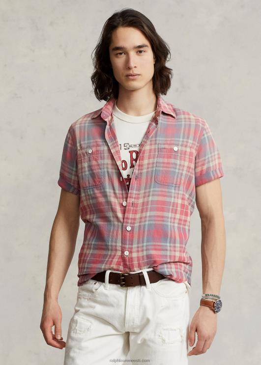 Ralph Lauren mehed klassikaline ruuduline flanellist töösärk PR0V8452 roosa/sinine multi