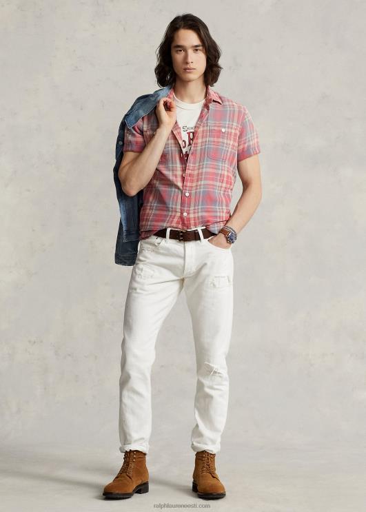 Ralph Lauren mehed klassikaline ruuduline flanellist töösärk PR0V8452 roosa/sinine multi
