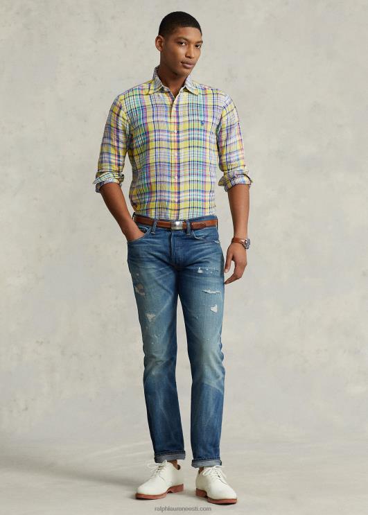 Ralph Lauren mehed klassikaline ruuduline linane särk PR0V1142 kollane/roheline multi