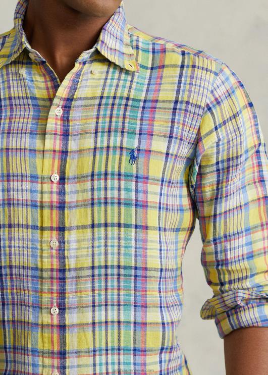 Ralph Lauren mehed klassikaline ruuduline linane särk PR0V1142 kollane/roheline multi