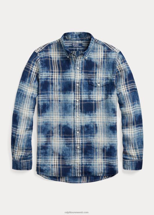 Ralph Lauren mehed klassikaline ruuduline linane särk PR0V1148 indigo valge multi