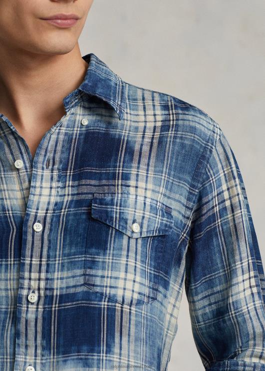 Ralph Lauren mehed klassikaline ruuduline linane särk PR0V1148 indigo valge multi