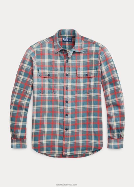 Ralph Lauren mehed klassikaline ruuduline linane töösärk PR0V1149 roheline/valge valge mult