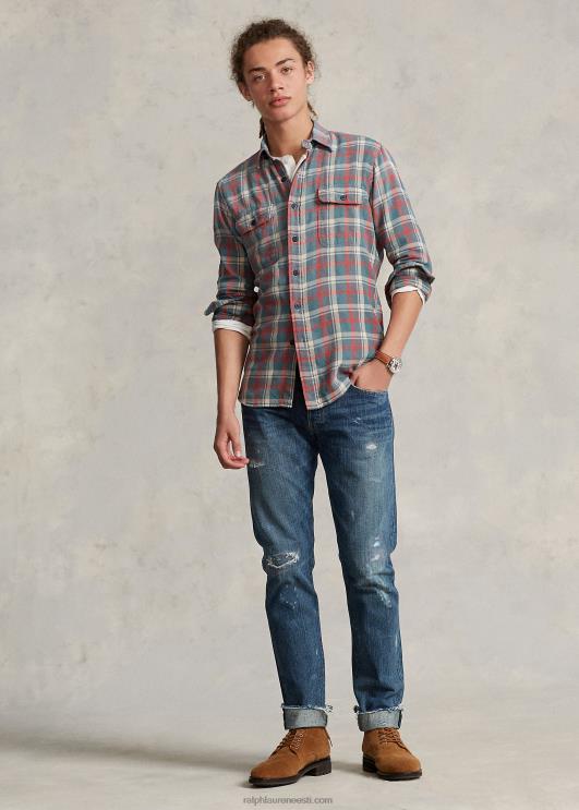 Ralph Lauren mehed klassikaline ruuduline linane töösärk PR0V1149 roheline/valge valge mult