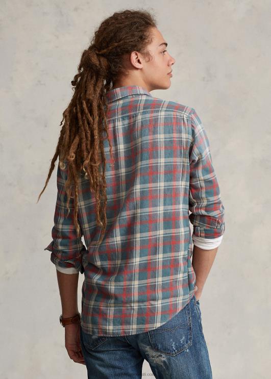 Ralph Lauren mehed klassikaline ruuduline linane töösärk PR0V1149 roheline/valge valge mult