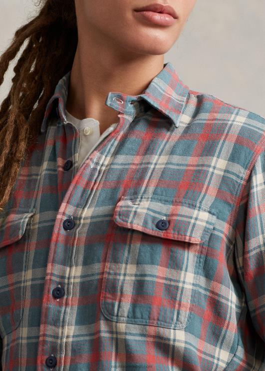 Ralph Lauren mehed klassikaline ruuduline linane töösärk PR0V1149 roheline/valge valge mult