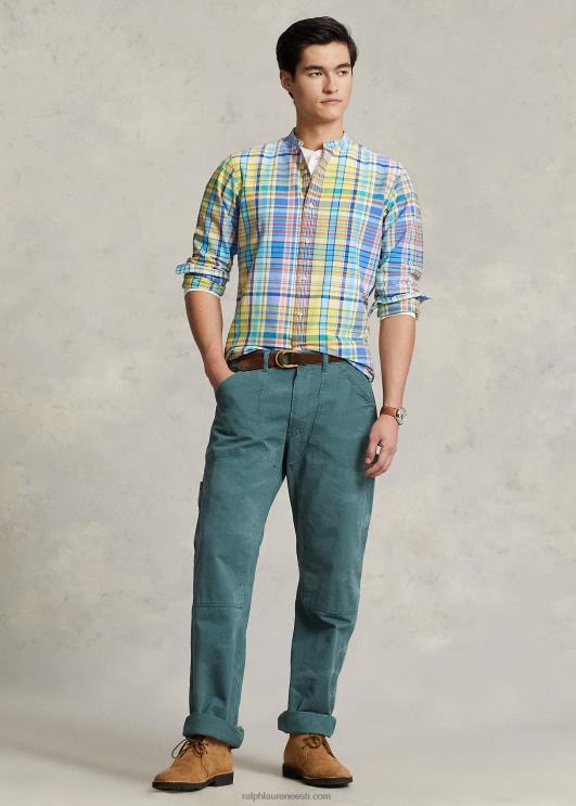 Ralph Lauren mehed klassikaline ruuduline oxfordi särk PR0V970 kollane/türkiissinine