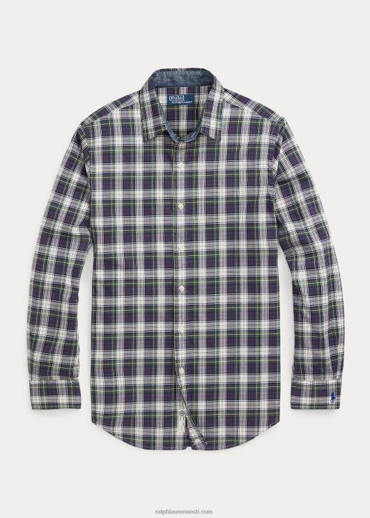 Ralph Lauren mehed klassikaline ruuduline pestud poplinsärk PR0V8594 roheline/kollane multi