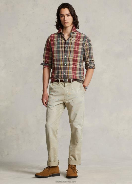 Ralph Lauren mehed klassikaline ruuduline särk PR0V8430 beež/punane multi