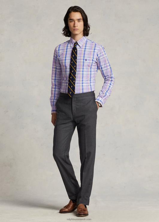 Ralph Lauren mehed klassikaline ruuduline veniv poplinsärk PR0V572 lilla/kollane multi