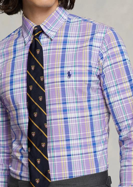 Ralph Lauren mehed klassikaline ruuduline veniv poplinsärk PR0V572 lilla/kollane multi