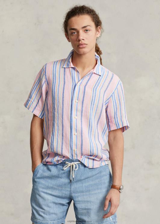 Ralph Lauren mehed klassikaline triibuline linane laagrisärk PR0V1015 roosa/merepunane multi