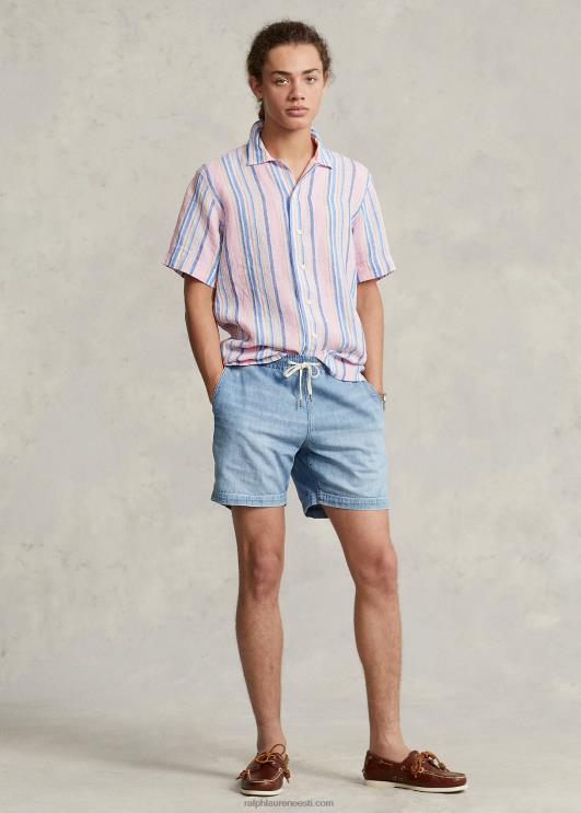 Ralph Lauren mehed klassikaline triibuline linane laagrisärk PR0V1015 roosa/merepunane multi