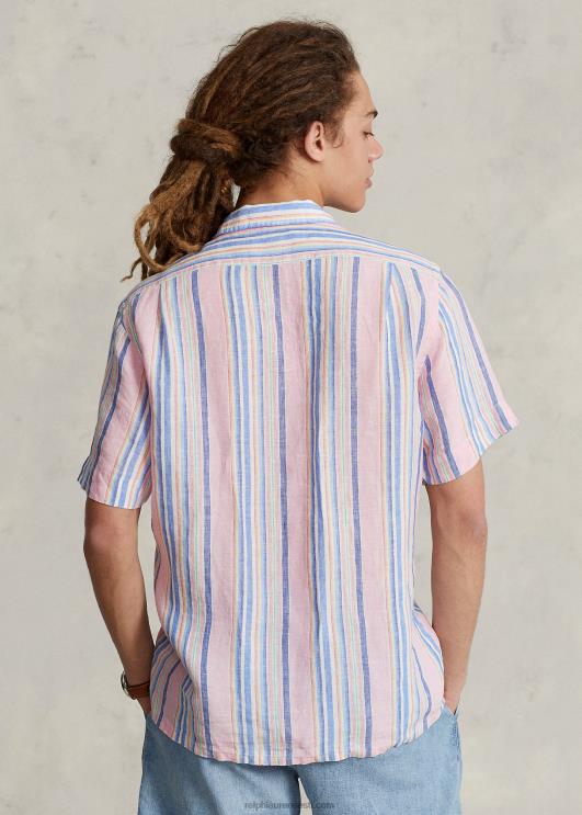 Ralph Lauren mehed klassikaline triibuline linane laagrisärk PR0V1015 roosa/merepunane multi