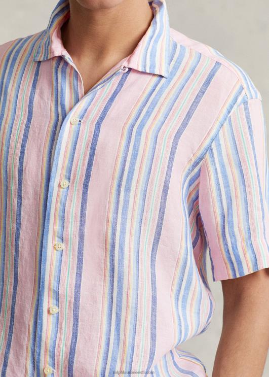 Ralph Lauren mehed klassikaline triibuline linane laagrisärk PR0V1015 roosa/merepunane multi