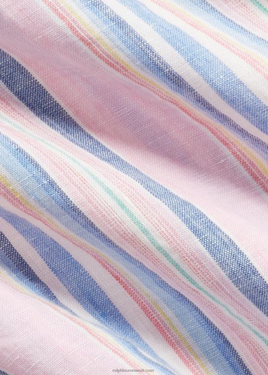 Ralph Lauren mehed klassikaline triibuline linane laagrisärk PR0V1015 roosa/merepunane multi