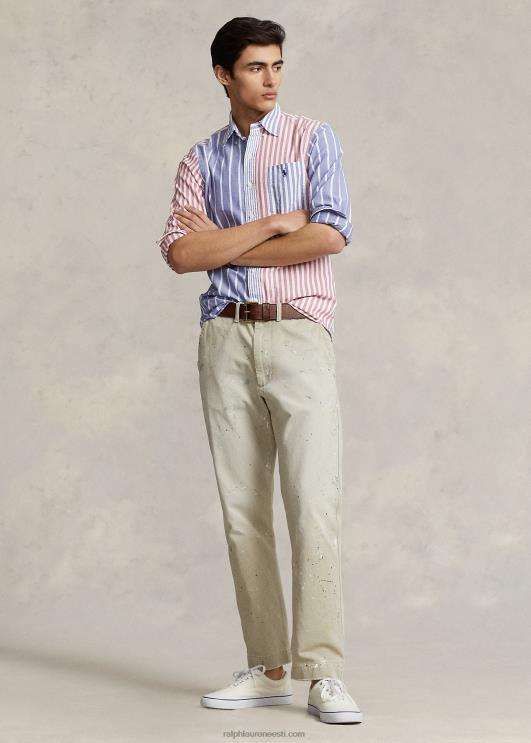 Ralph Lauren mehed klassikaline triibuline oxfordi lõbus särk PR0V929 lõbus särk