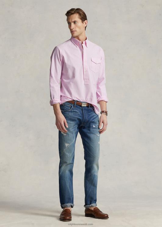 Ralph Lauren mehed klassikaline triibuline oxfordi popover särk PR0V931 roosa/valge