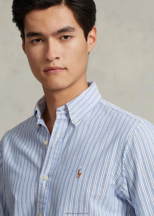Ralph Lauren mehed klassikaline triibuline oxfordi särk PR0V8416 sinine multi/valge