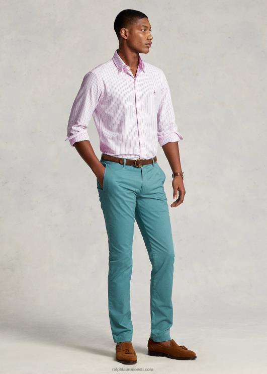 Ralph Lauren mehed klassikaline triibuline oxfordi särk PR0V8417 carmel roosa/merepunane multi