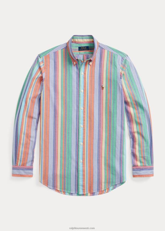 Ralph Lauren mehed klassikaline triibuline oxfordi särk PR0V8419 oranž/roheline multi