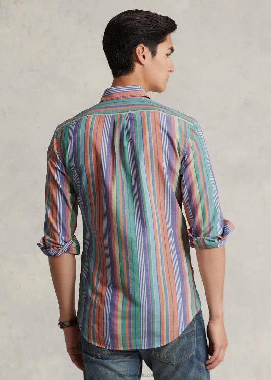 Ralph Lauren mehed klassikaline triibuline oxfordi särk PR0V8419 oranž/roheline multi